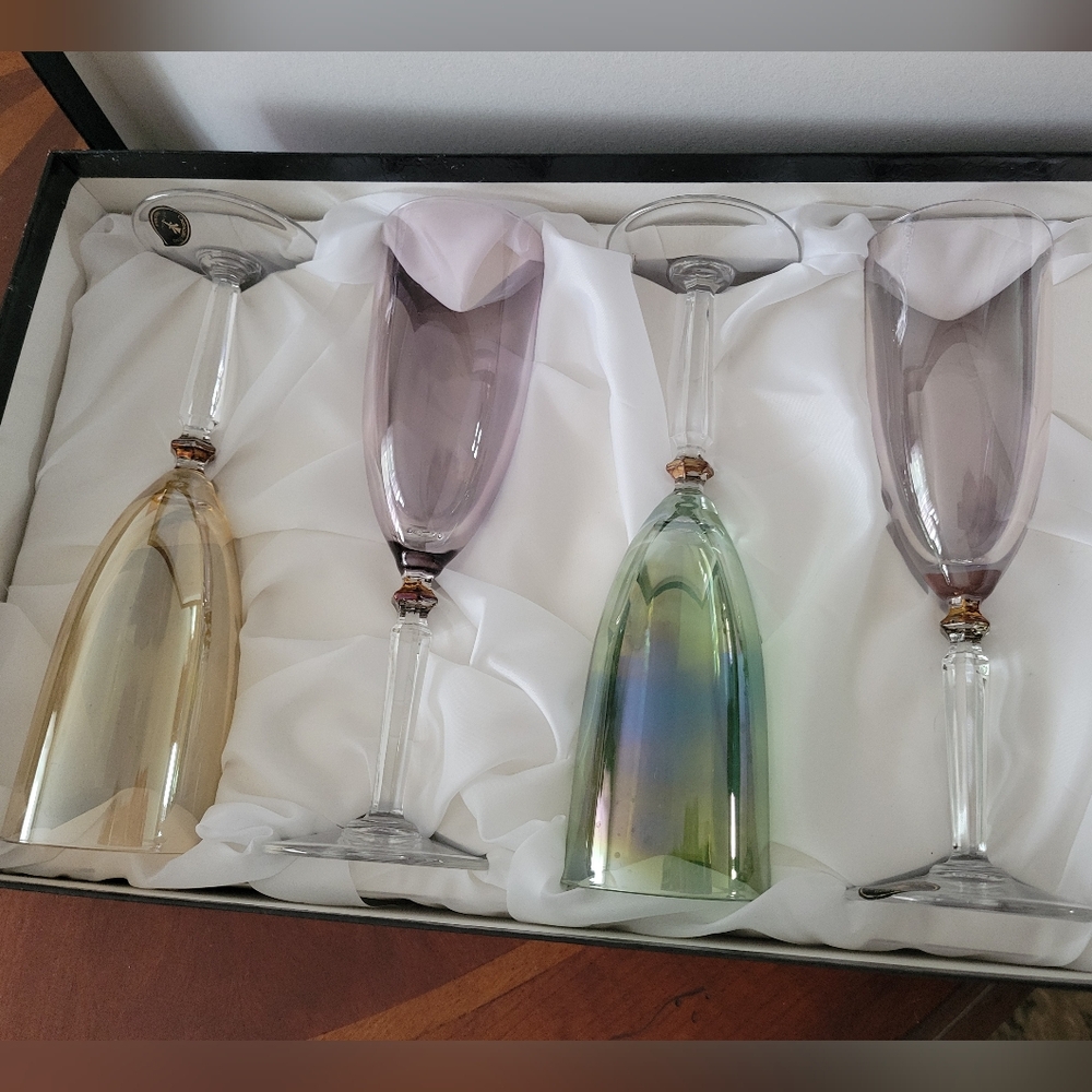 Stunning Multicolor Cristalleria Fratelli Fumo Glsses, Set of 4